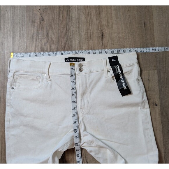 NWT Express Jeans Cropped Legging Plus Size 18 White Mid Rise Stretch $80 Preppy - Picture 11 of 12